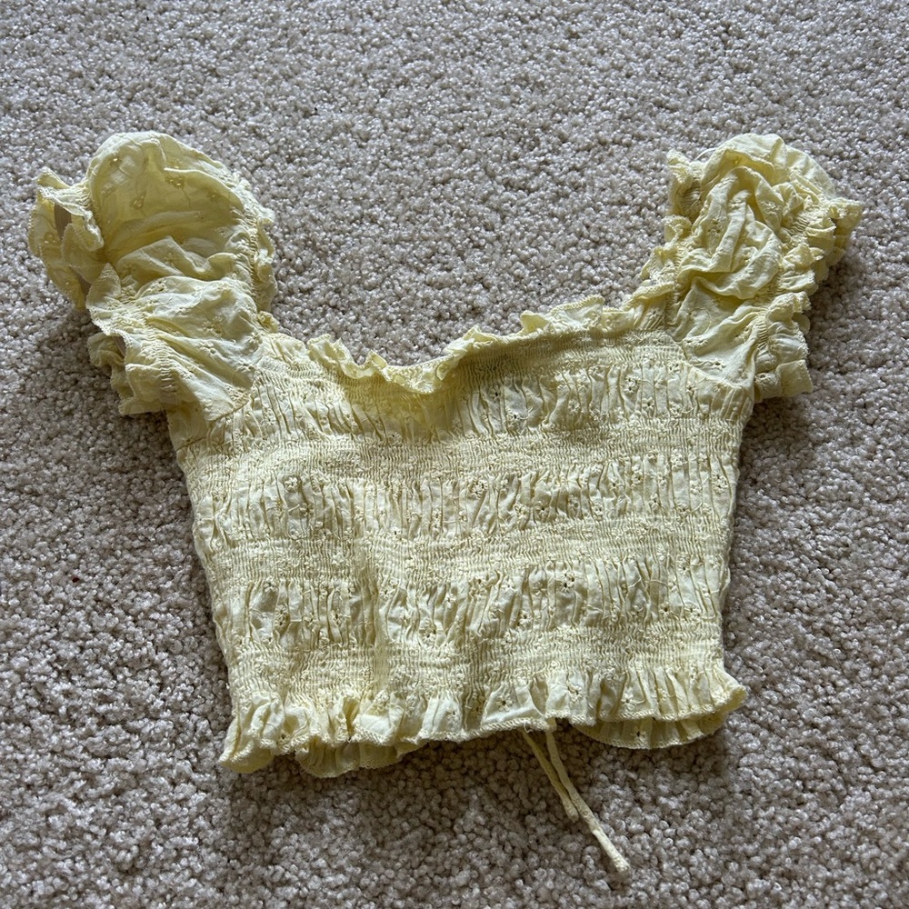 Princess Polly Yellow Ruched Ruffled Blouse - Picture 3 of 3